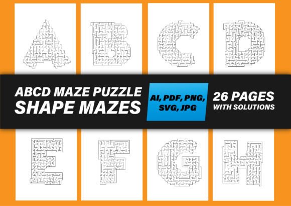 ABCD Letter Maze Puzzle Game for Kids Graphics Kdp Interiors