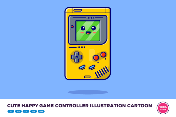Cute Happy Game Controller Illustration: A Graphics Asset for Modern Content