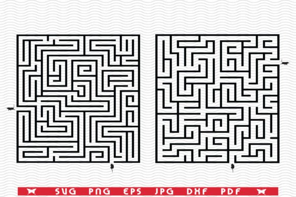 SVG Black Rectangular Mazes, Game: Graphics for Illustrations